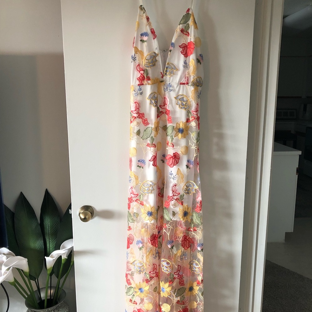 White embroidered  dress